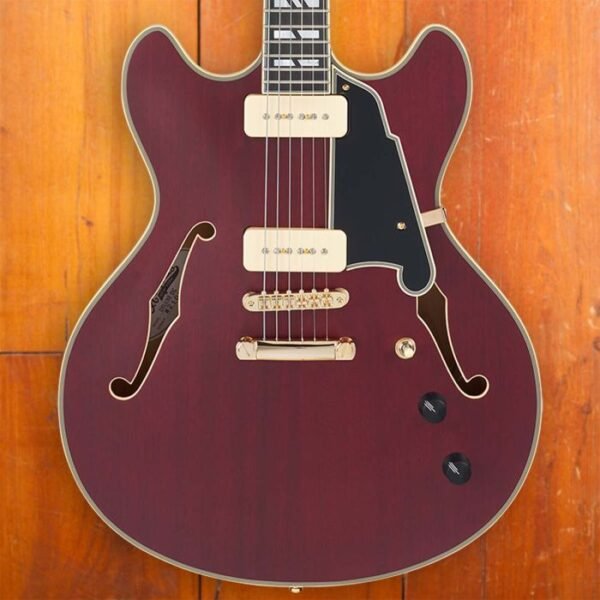 D'ANGELICO, DELUXE DC, SATIN TRANS WINE, P90S